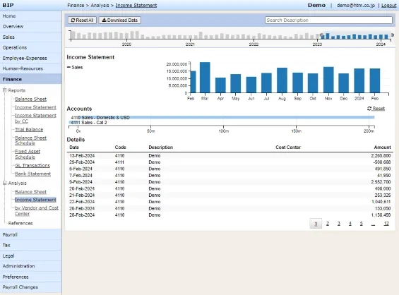 Accounting details on demand