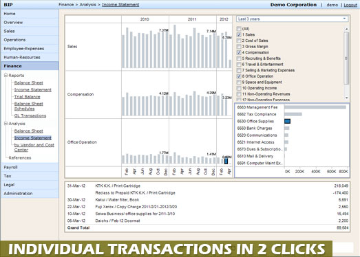 Accounting individual transactions in 2 clicks