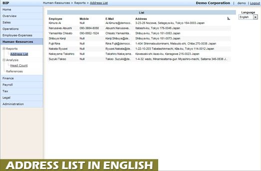 HR Address List in English